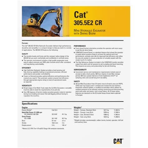 cat 305 specalog|cat 305 spec sheet.